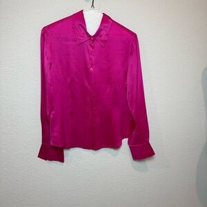 Robbie Bee Fuchsia Button Down Shirt 100% silk